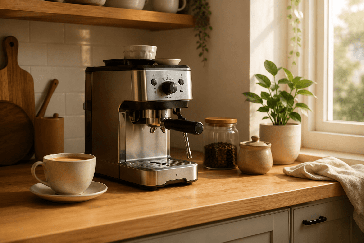 Cafetera doméstica en una cocina
